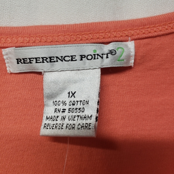 NWT Reference Point 2 1X Peach SS Layered Look with Ruffles Polo Style Top - Picture 6 of 9